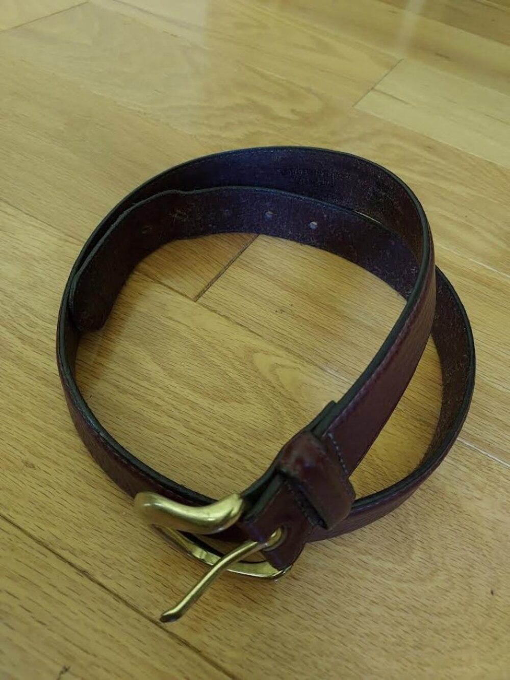 L.L. Bean Men's Vintage Full-Grain Leather Belt, Solid Brass Buckle, Size 34